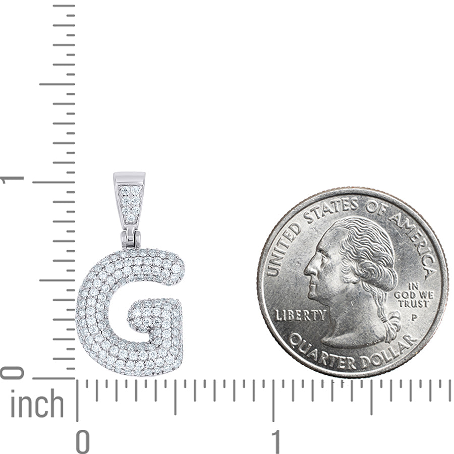 925 Sterling Silver Initial Letter Moissanite Pendant