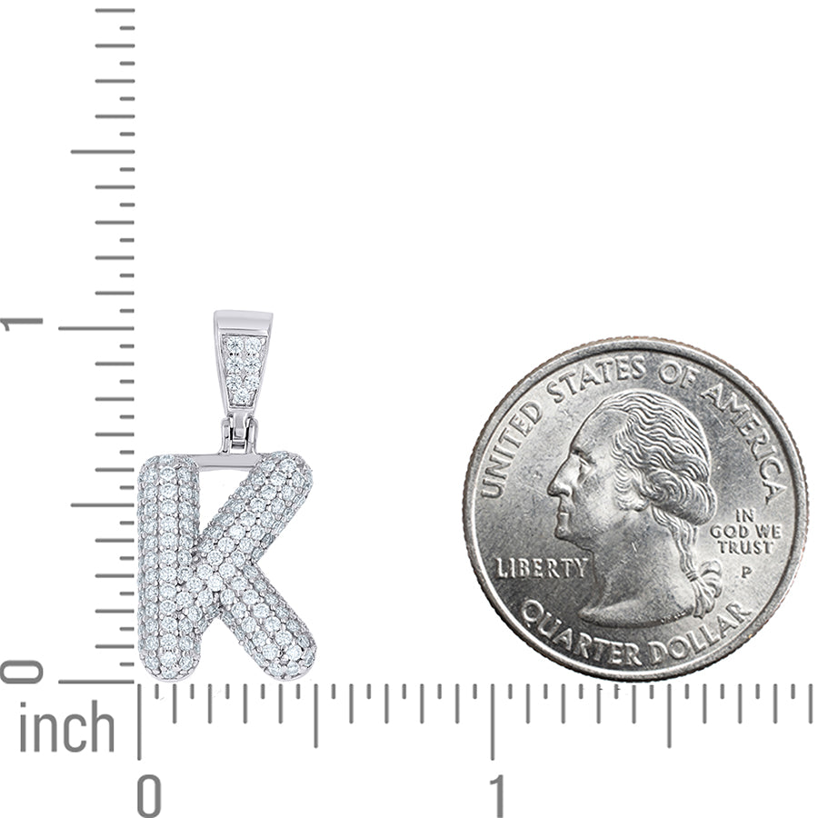 925 Sterling Silver Initial Letter Moissanite Pendant