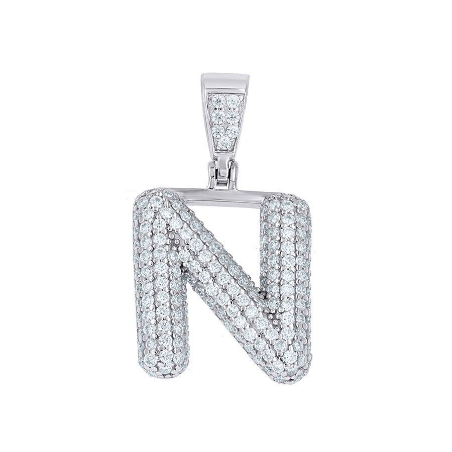 925 Sterling Silver Initial Letter Moissanite Pendant