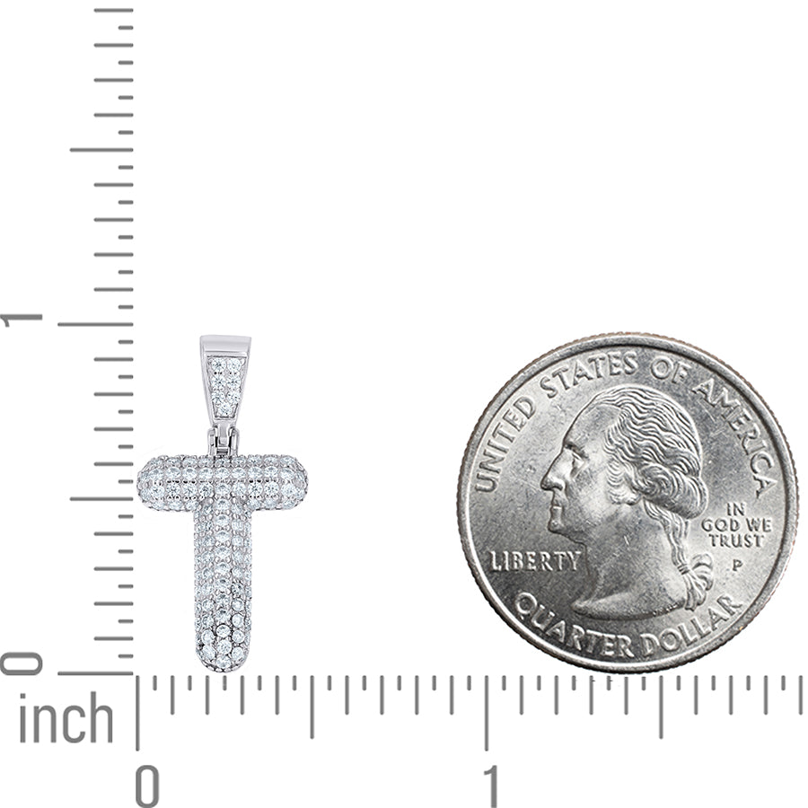 925 Sterling Silver Initial Letter Moissanite Pendant