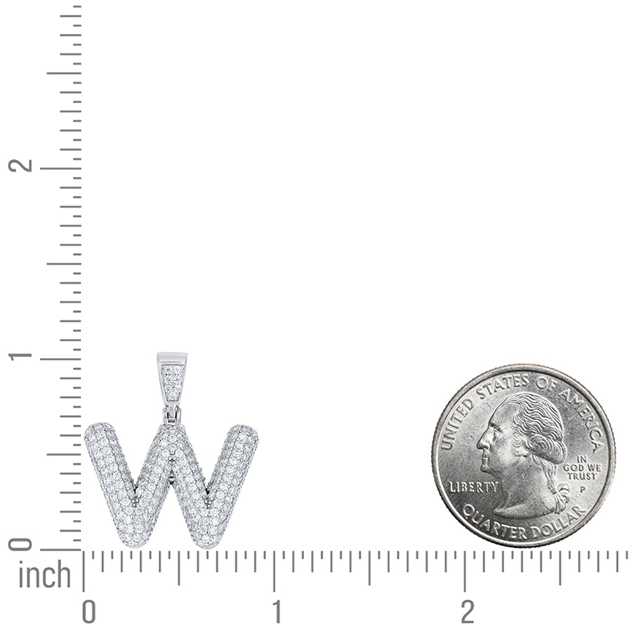 925 Sterling Silver Initial Letter Moissanite Pendant