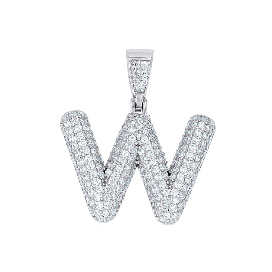 925 Sterling Silver Initial Letter Moissanite Pendant