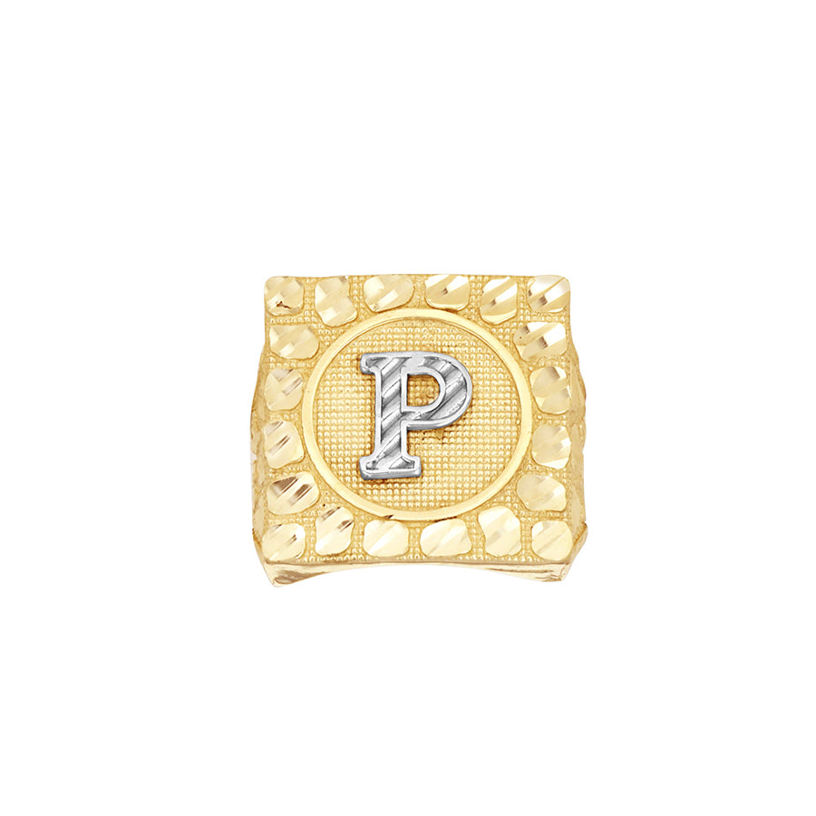 10Kt Gold Ultra Light Nugget Ring Initial Letter "