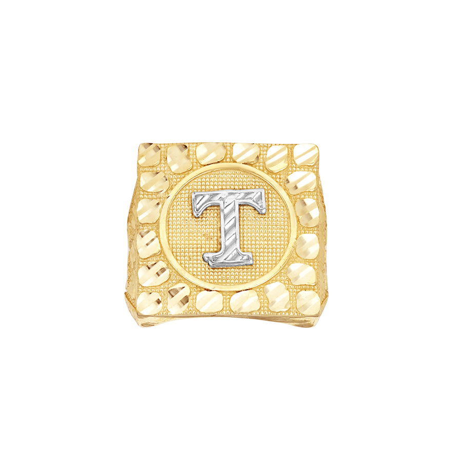 10Kt Gold Ultra Light Nugget Ring Initial Letter "