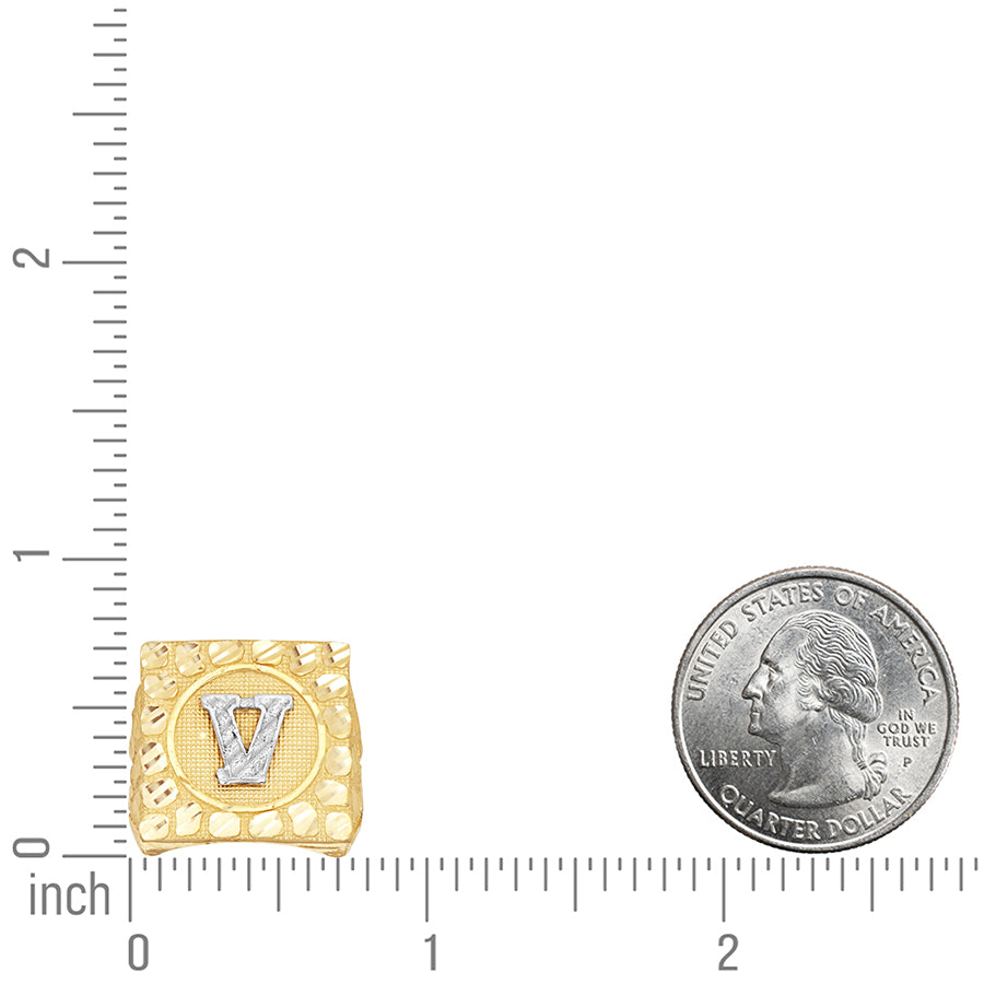 10Kt Gold Ultra Light Nugget Ring Initial Letter "