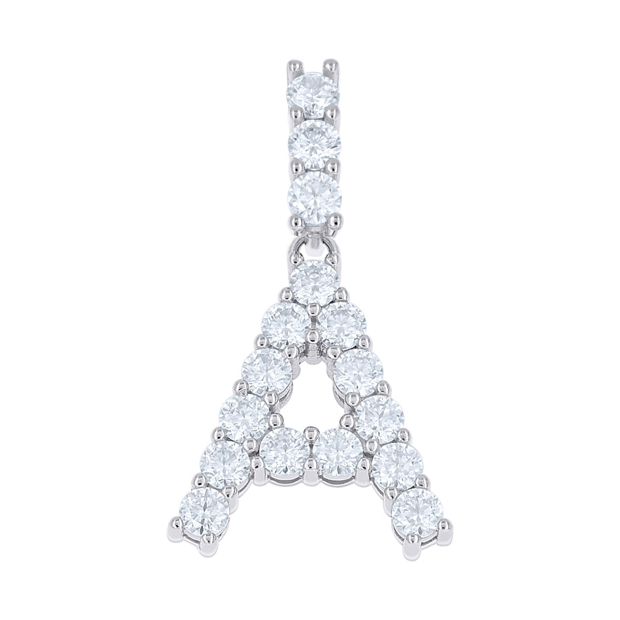 925 Sterling Silver Moissanite Initial Letter A Pendant