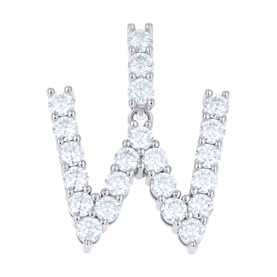 925 Sterling Silver Moissanite Initial Letter W Pendant