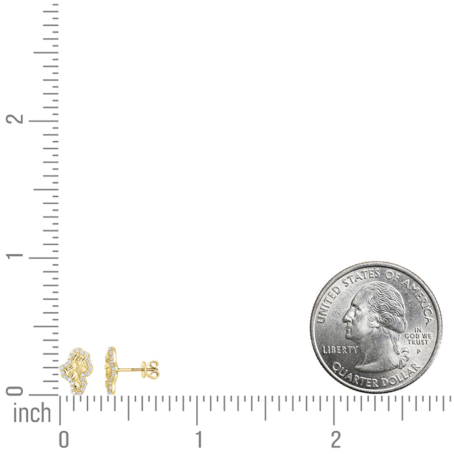 10K Gold Cz Nugget Earrings
