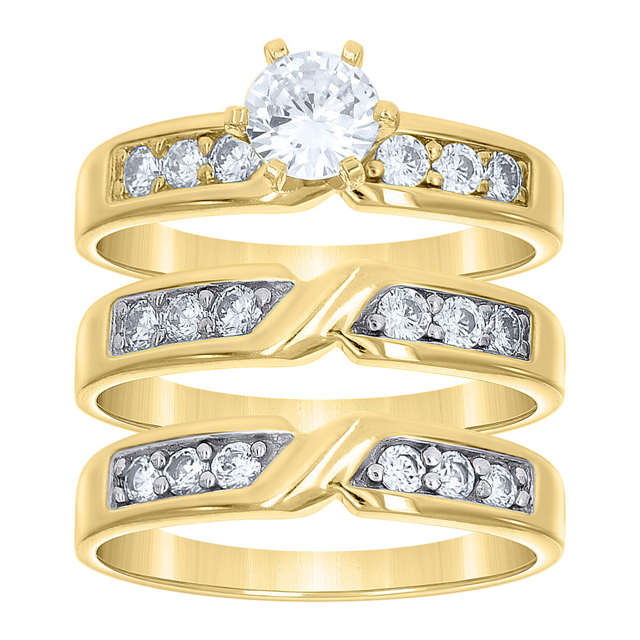 10Kt Gold Cz Trio Ring