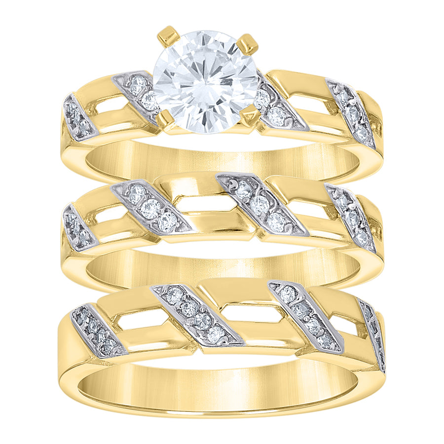 10Kt Gold Cz Trio Ring