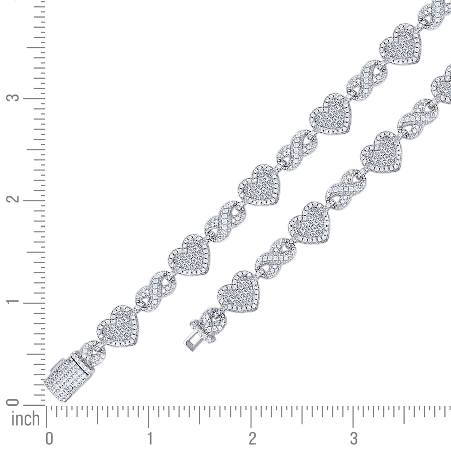 925 Sterling Silver Cz Bracelet 7.5"