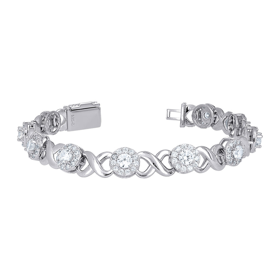 925 Sterling Silver Cz Bracelet 7"