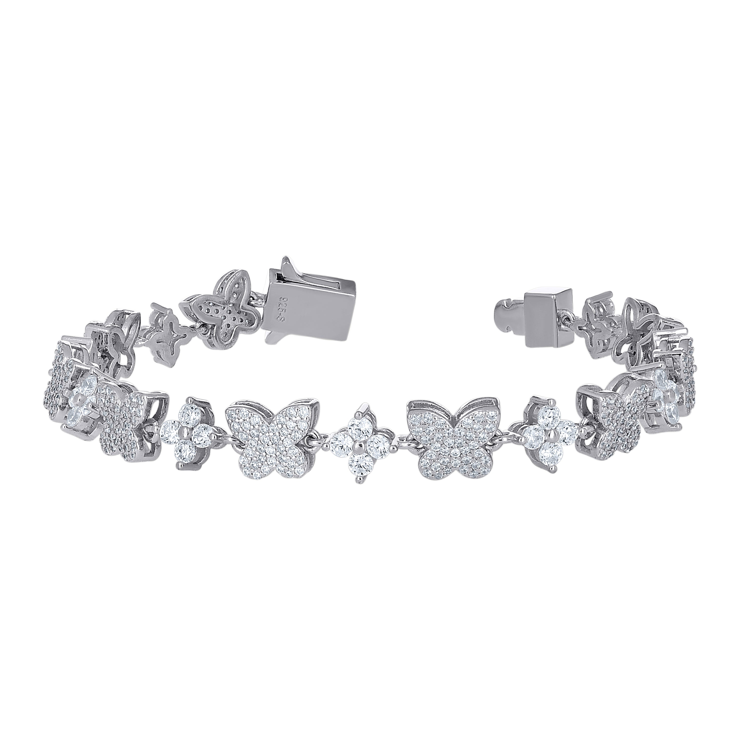 925 Sterling Silver Cz Bracelet 7.25"