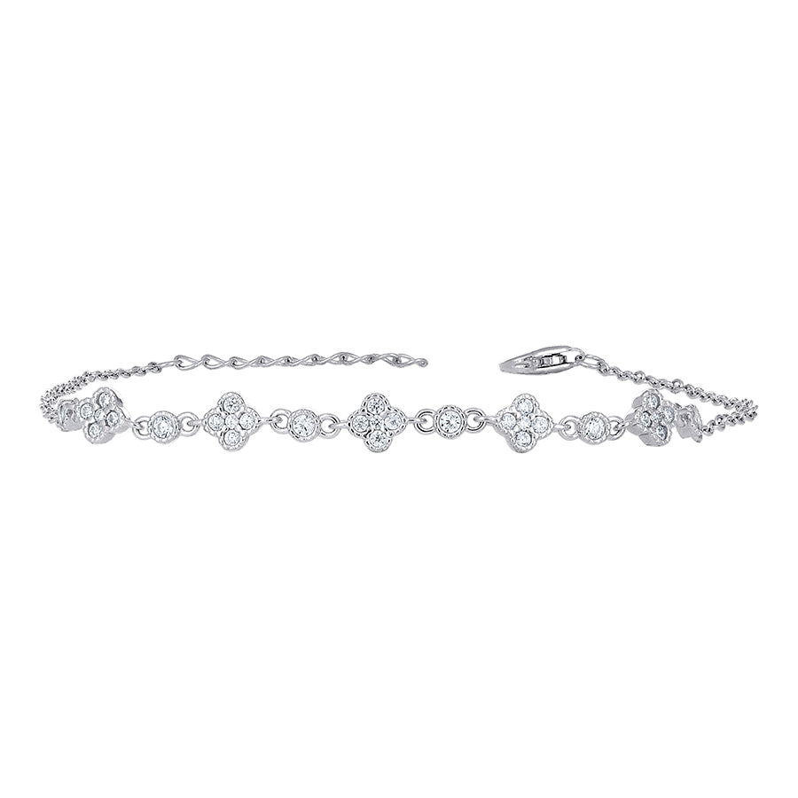 925 Sterling Silver Cz Bracelet 8"(7"+1")