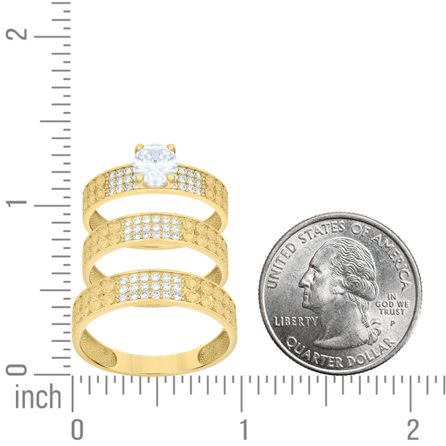 10Kt Gold Trio Cz Ring