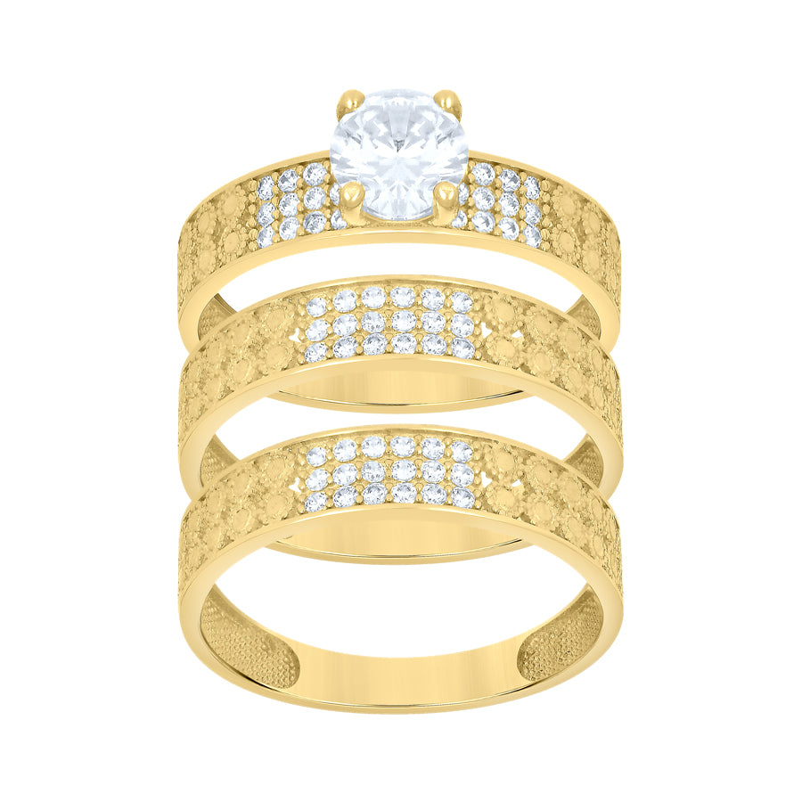 10Kt Gold Trio Cz Ring