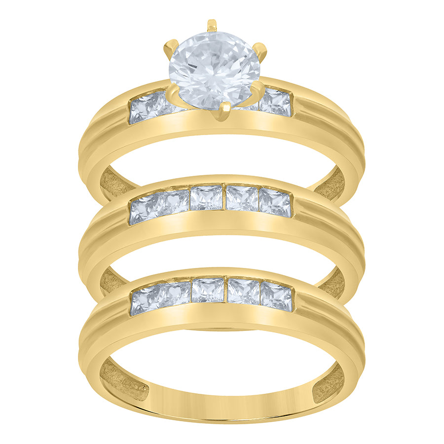 10Kt Gold Cz Trio Ring