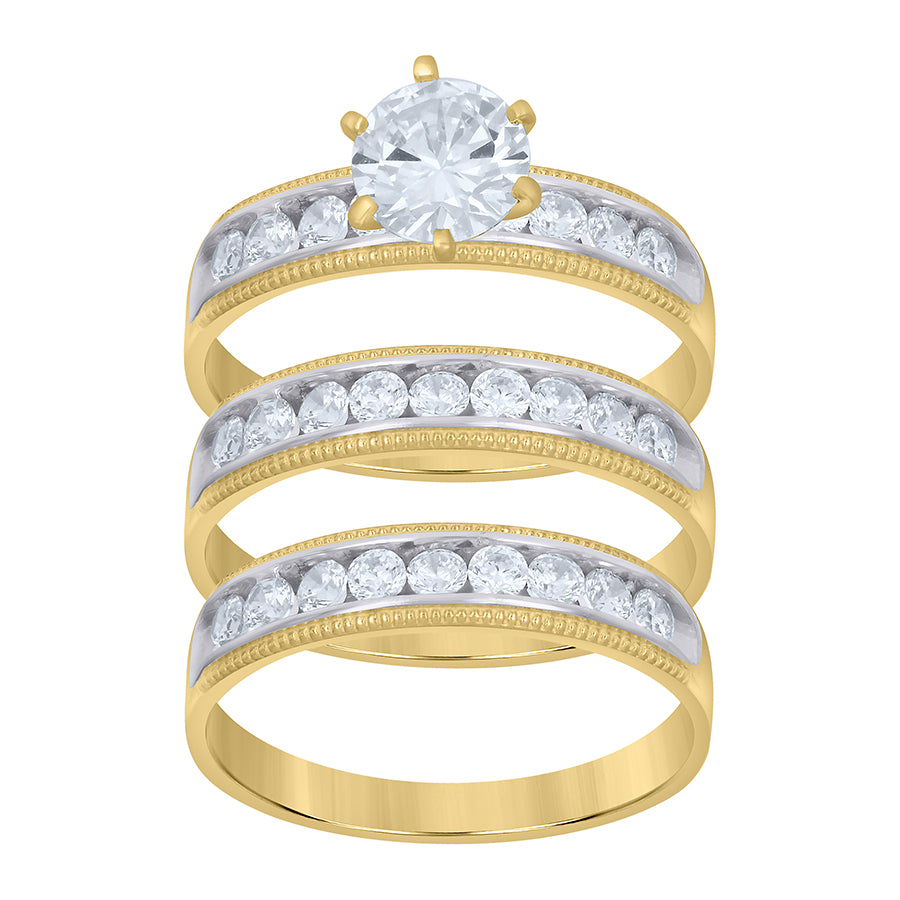 10Kt Gold Cz Trio Ring