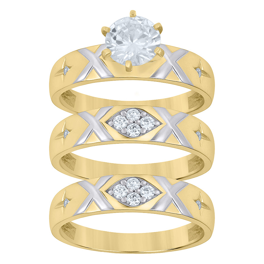 10Kt Gold Cz Trio Ring