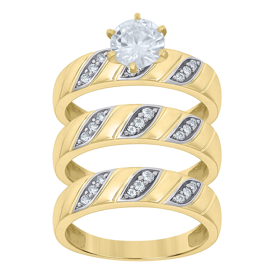 10Kt Gold Cz Trio Ring