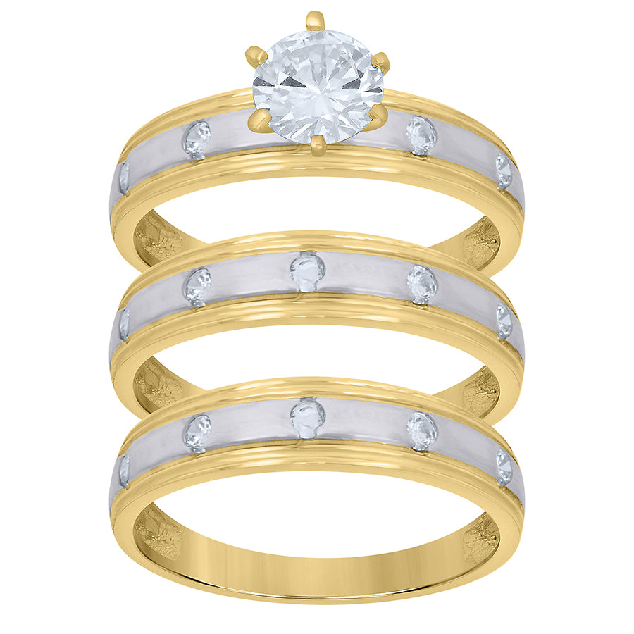 10Kt Gold Cz Trio Ring