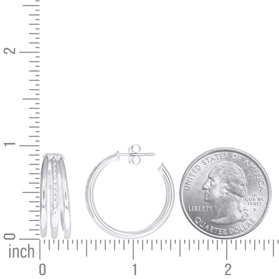 925 Sterling Silver Dc Fancy Hoop Earrings 8-20 Si