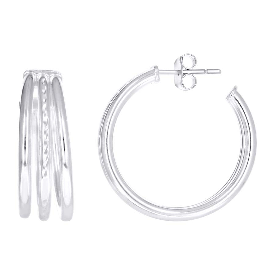 925 Sterling Silver Dc Fancy Hoop Earrings 8-20 Si
