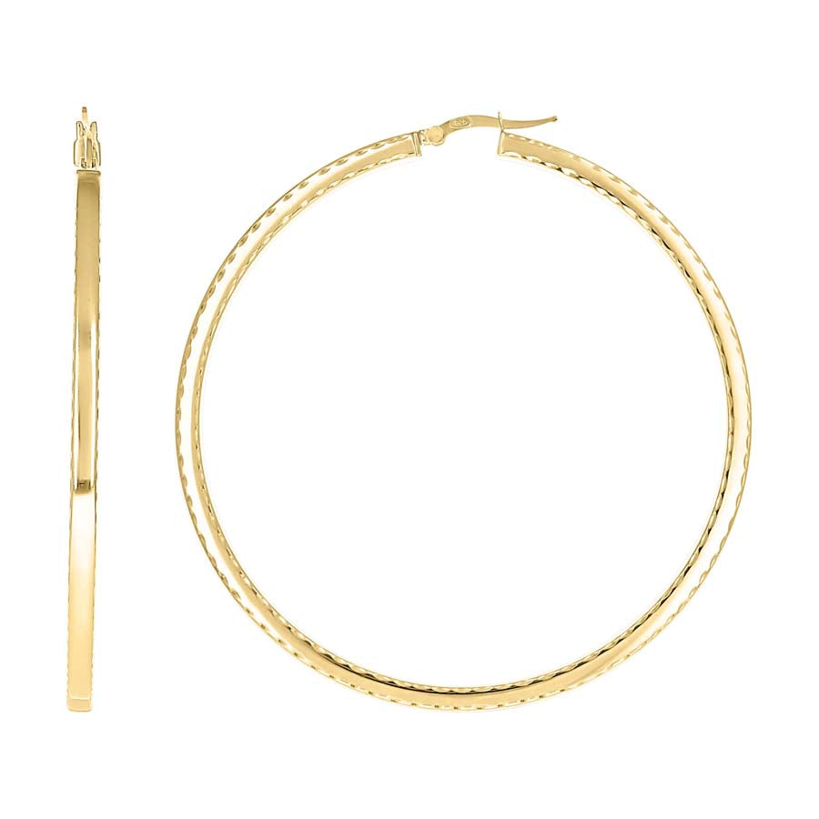 925 Sterling Silver Fancy Dc Earrings Hoop Yellow