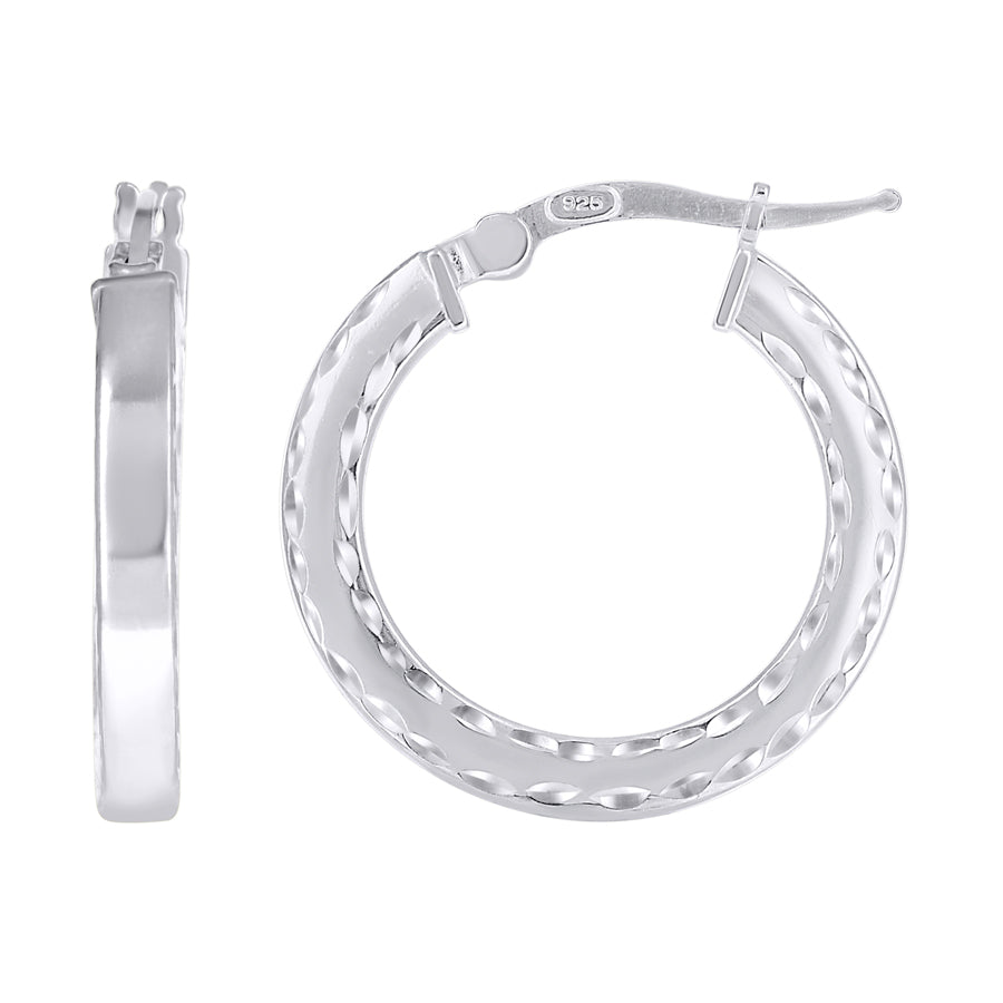 925 Sterling Silver Fancy Dc Earrings Hoop Silver