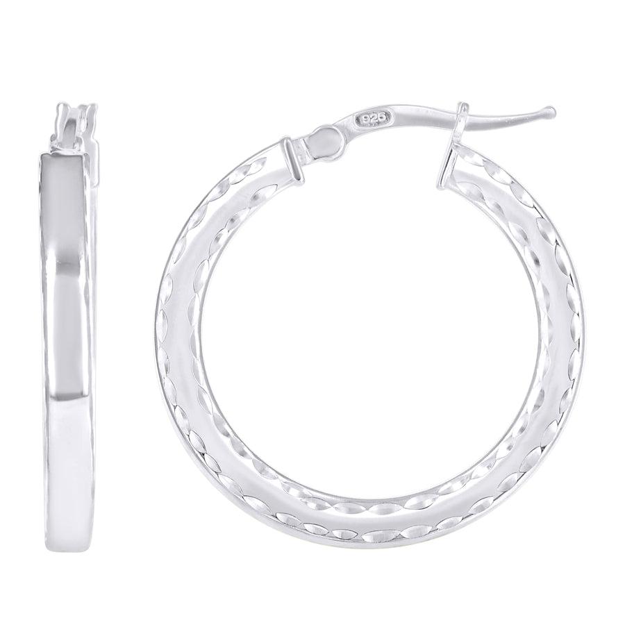 925 Sterling Silver Fancy Dc Earrings Hoop Silver