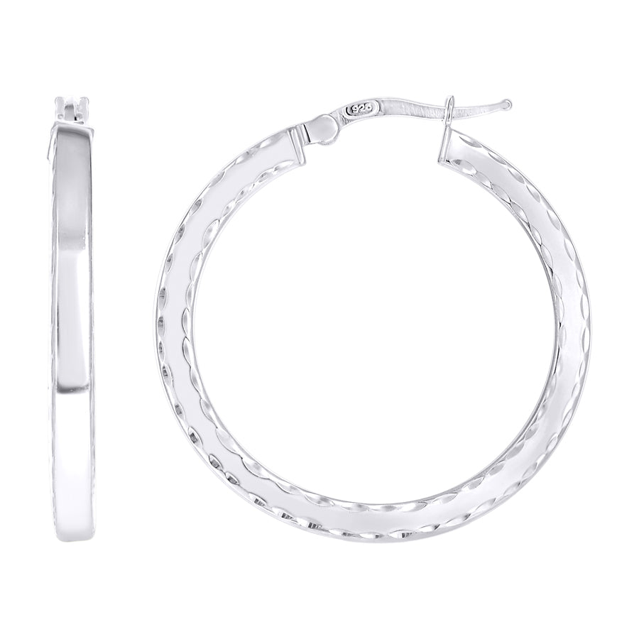 925 Sterling Silver Fancy Dc Earrings Hoop Silver