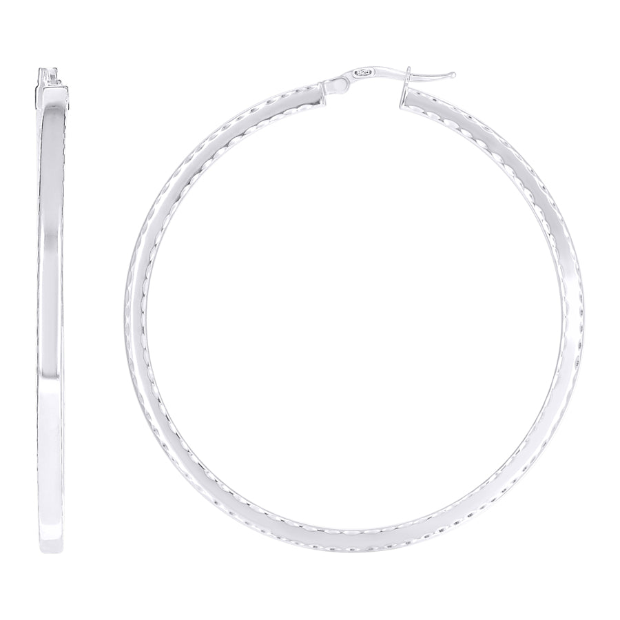 925 Sterling Silver Fancy Dc Earrings Hoop Silver