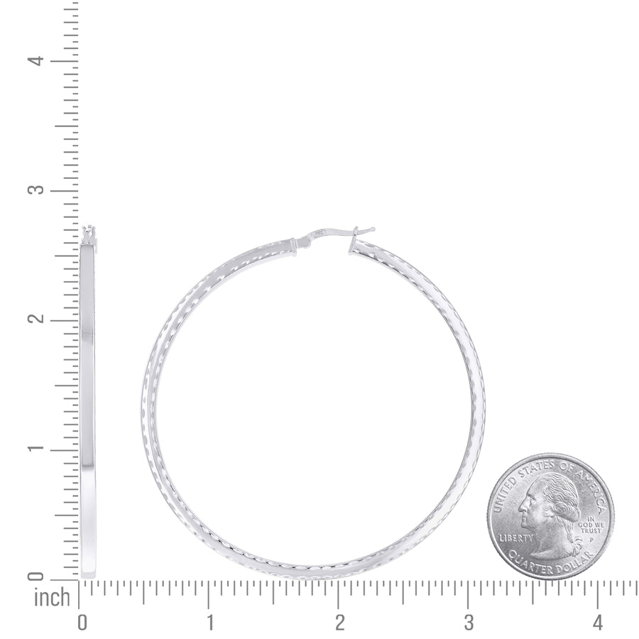 925 Sterling Silver Fancy Dc Earrings Hoop Silver