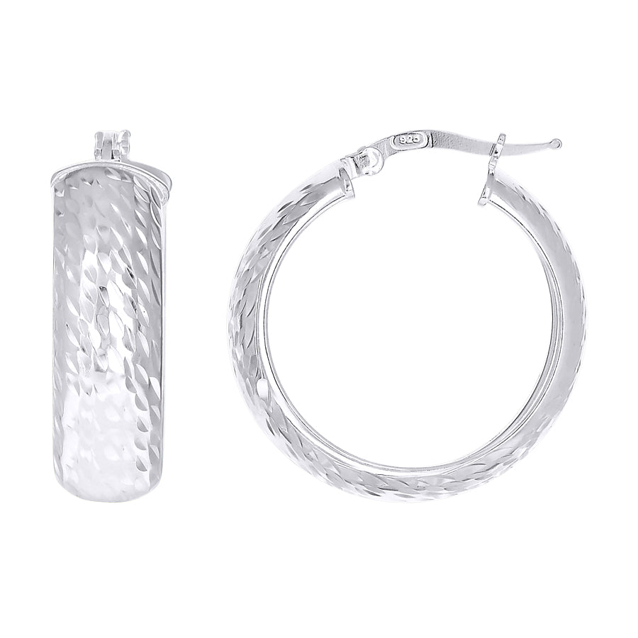 925 Sterling Silver Fancy Dc Earrings Hoop Silver