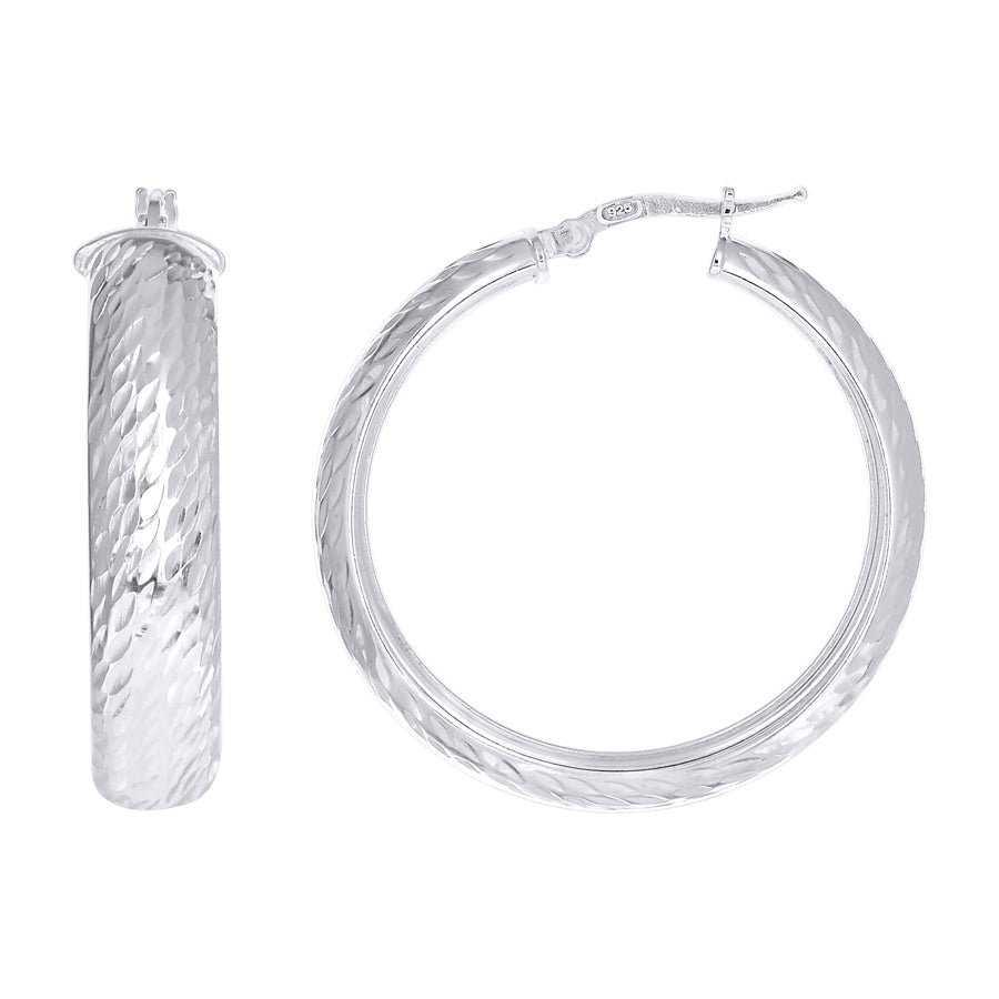 925 Sterling Silver Fancy Dc Earrings Hoop Silver
