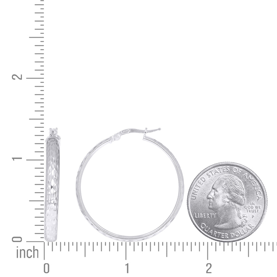925 Sterling Silver Fancy Dc Earrings Hoop Silver