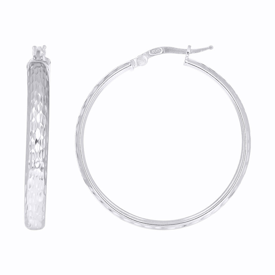 925 Sterling Silver Fancy Dc Earrings Hoop Silver