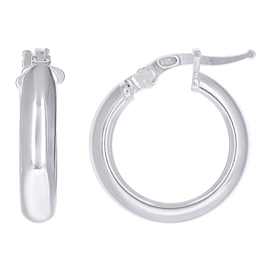 925 Sterling Silver Earrings Hoop Silver 4mm-12