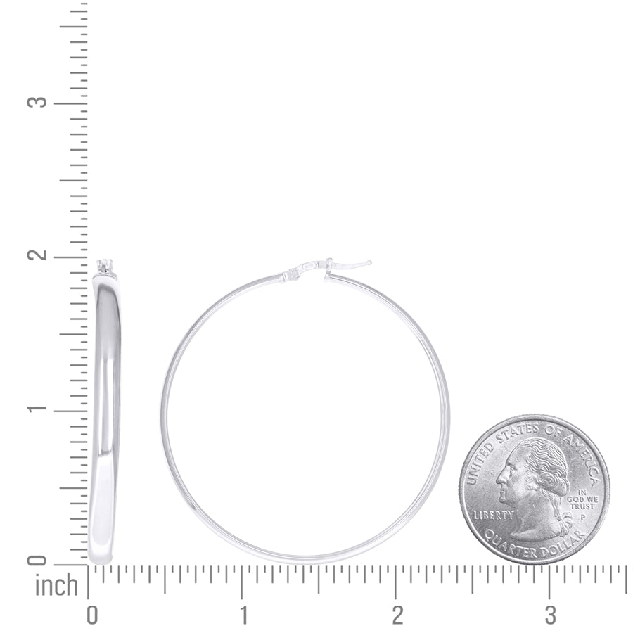925 Sterling Silver Earrings Hoop Silver 4mm-50