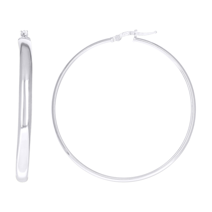 925 Sterling Silver Earrings Hoop Silver 4mm-50