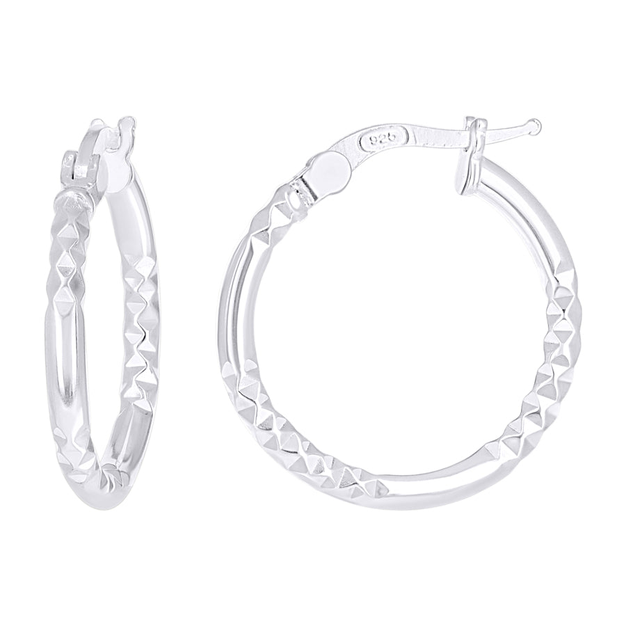 925 Sterling Silver Fancy Hoop Earring 2mm-15 Silver