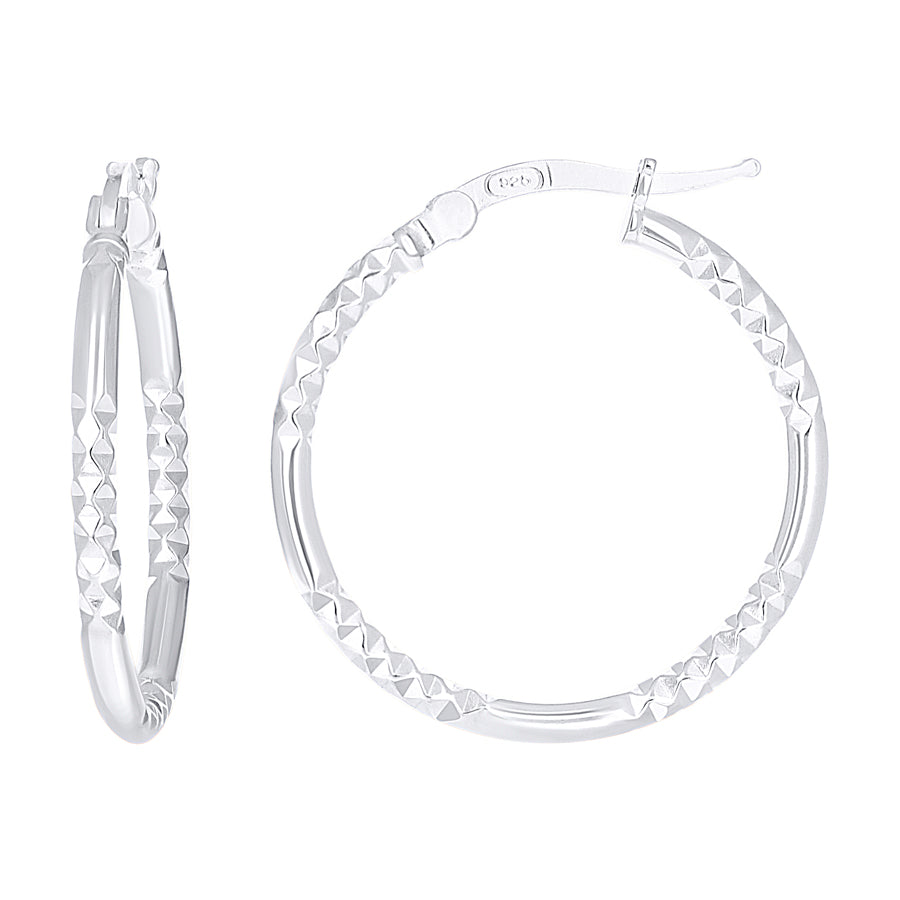 925 Sterling Silver Fancy Hoop Earring 2mm-20 Silver