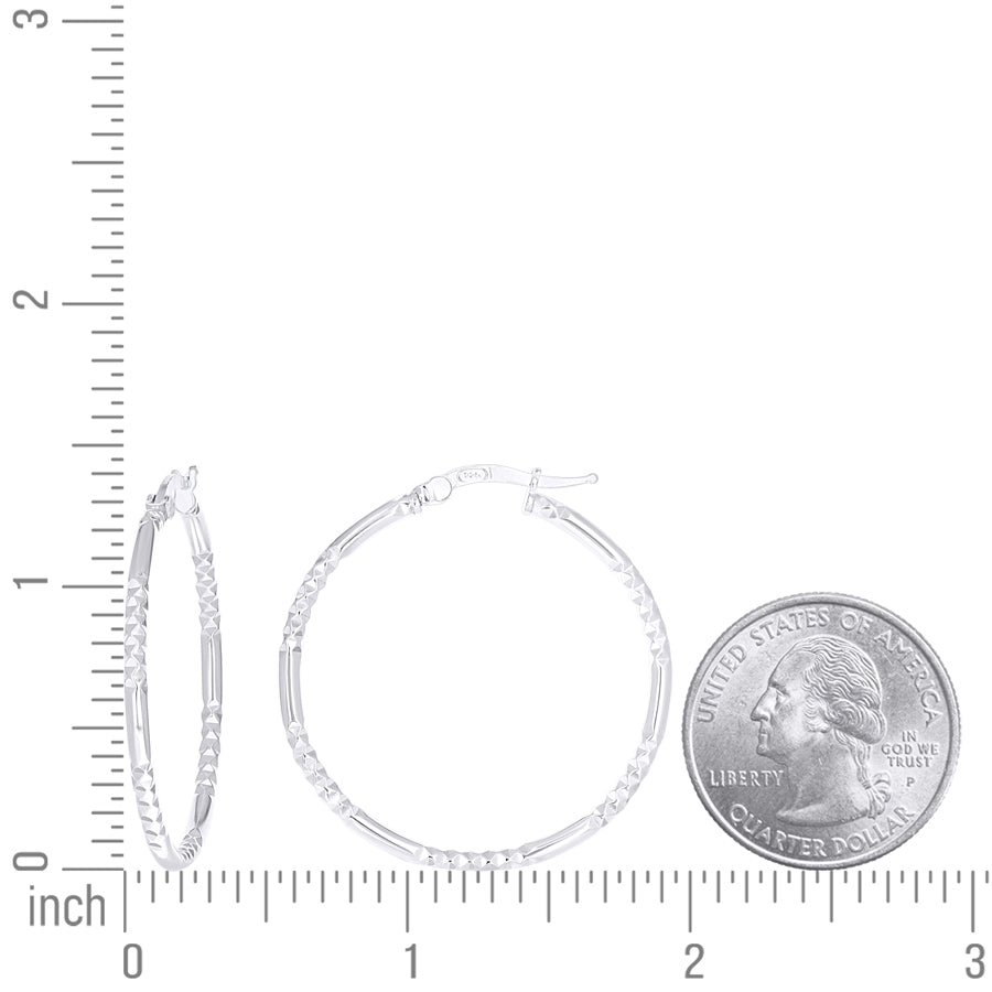 925 Sterling Silver Fancy Hoop Earring 2mm-30 Silver