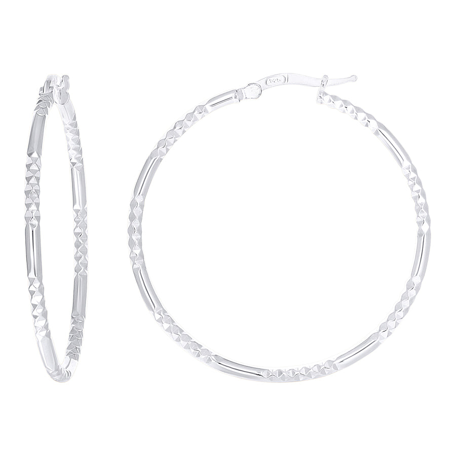 925 Sterling Silver Fancy Hoop Earring 2mm-35 Silver