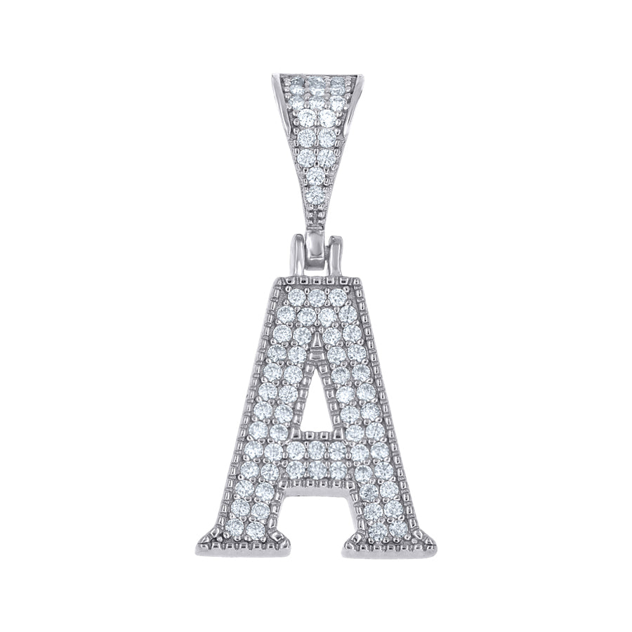 925 Sterling Silver Initial "A" Moissanite