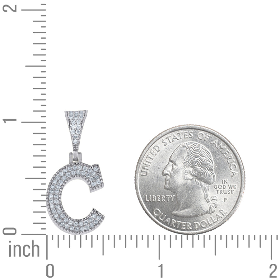 925 Sterling Silver Initial "C" Moissanite