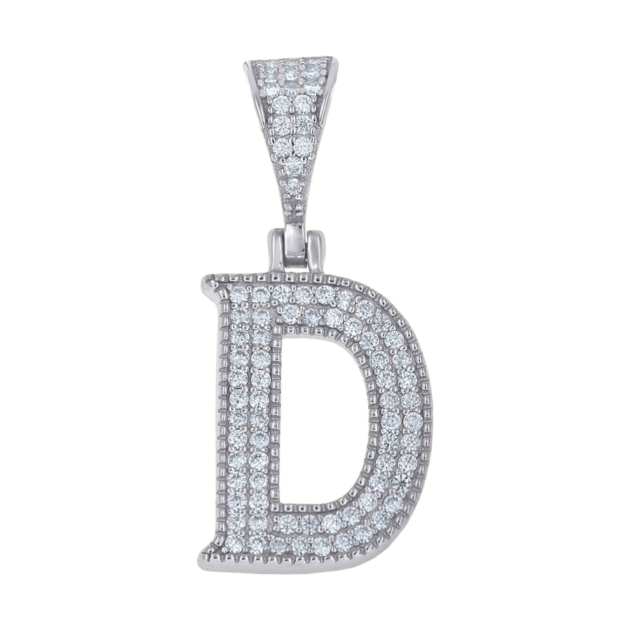 925 Sterling Silver Initial "D" Moissanite