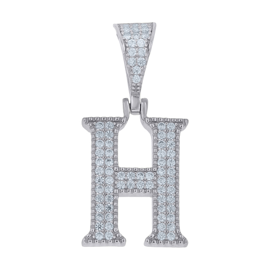 925 Sterling Silver Initial "H" Moissanite