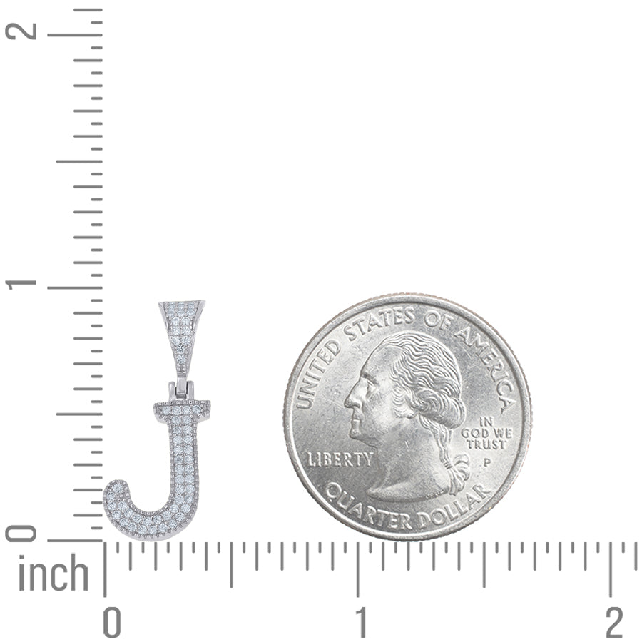 925 Sterling Silver Initial "J" Moissanite