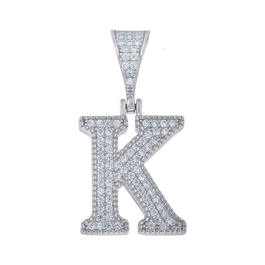 925 Sterling Silver Initial "K" Moissanite